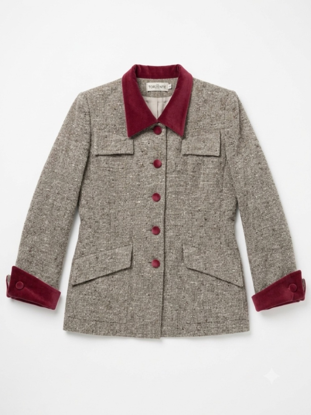 Vintage Miss Torrente Tweed Blazer with Velvet Trim – Quiet Luxury
